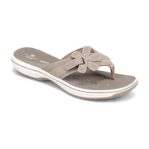 Clarks brinkley flora, infradito donna, taupe sintetico, 42 eu