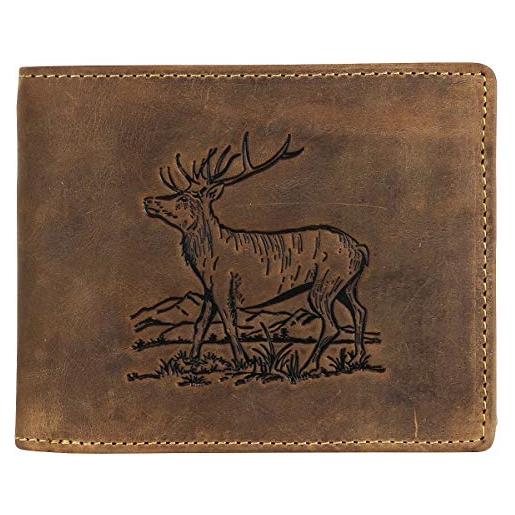 Greenburry portafoglio in pelle con cervo orizzontale, colore: marrone vintage