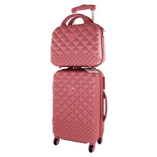 Camomilla milano set valigeria, set di valigie, trolley da viaggio (40 lt. ) + vanity case (15 lt. ), materiale rigido, ruote pivotanti, colore pink onion