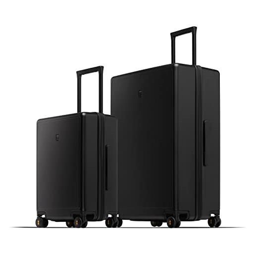 LEVEL8 set di 2 valigie viaggio elegante opaco valigia bagaglio a mano rigido ultra leggero valigie trolley con chiusura tsa e ruote girevoli(nero, 40l/105l)
