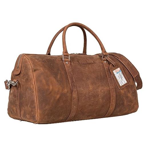STILORD 'hercules' borsa da viaggio grande in pelle weekender da uomo borsa grande in pelle borsa sportiva da donna borsa da weekend pelle, colore: samari - marrone