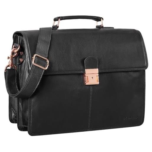STILORD 'apolonius' borsa ventiquattrore pelle uomo donna business bag vintage portadocumenti borsa a tracolla cuoio, colore: nero