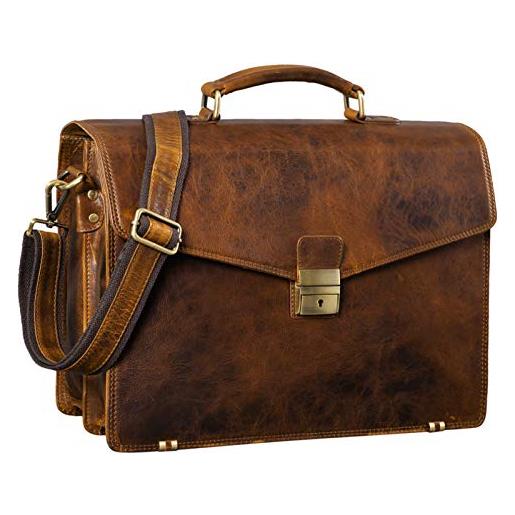 STILORD 'cosmos' ventiquattrore classica da uomo in pelle vera borsa a mano per lavoro ufficio business valigetta vintage, colore: prestige - marrone