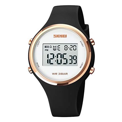 SKMEI orologi digitali da donna sportivi, orologi da polso semplici per retroilluminazione a led con cinturino in silicone, 1720bk, digitale