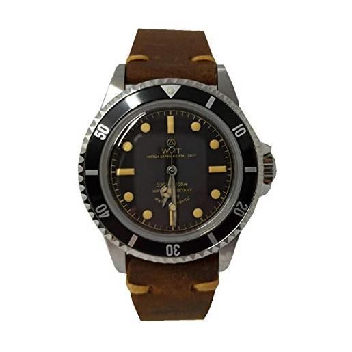 Walter Mitt royal marine vintage acciaio automatico nero pelle marrone orologio unisex