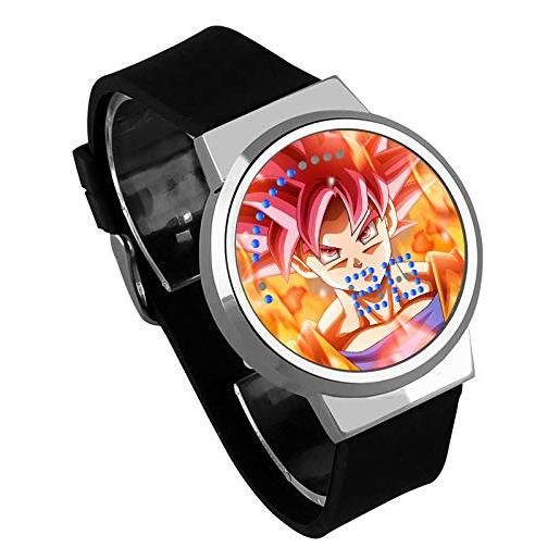 HAOKTSB orologi digitali per bambini, touch screen led creativo fai da te orologio dragon ball animazione attorno a orologio impermeabile conchiglia nera cintura nera, e