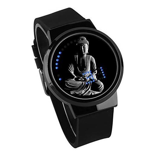 Haonb orologi da polso, touch screen led watch buddha orologio elettronico luminoso impermeabile diy creativo per mappare il nero personalizzato