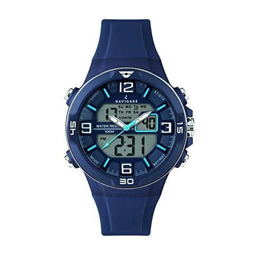 Navigare Watches orologio navigare malibù na244 da uomo, movimento al quarzo digitale ed analogico, subacqueo (blu)