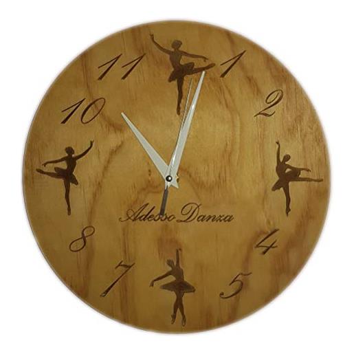 DANZA in VETRINA orologio da muro in legno lase con ballerine incise, per sala da danza o cameretta