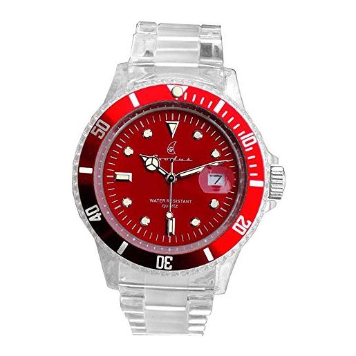 Exodus pt-381 orologio uomo trasparente in policarbonato (rosso)
