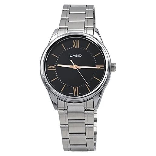 Casio mtp-v005d-1b5 men's standard stainless steel roman black dial analog watch
