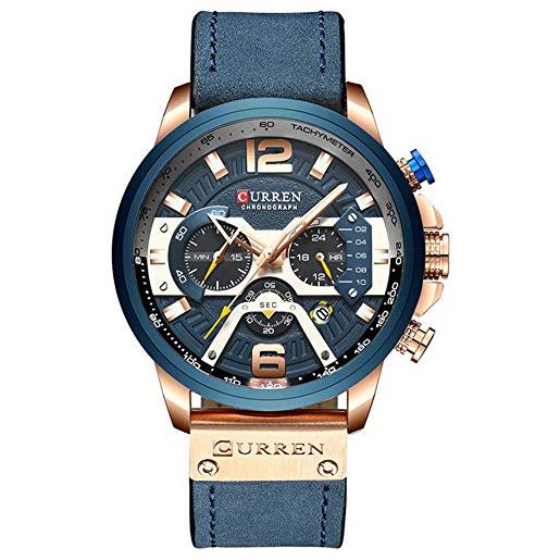 CURREN mgae orologi sportivi casuali uomini blu lusso militare orologio da polso cronografo orologio da polso, blu, cronografo
