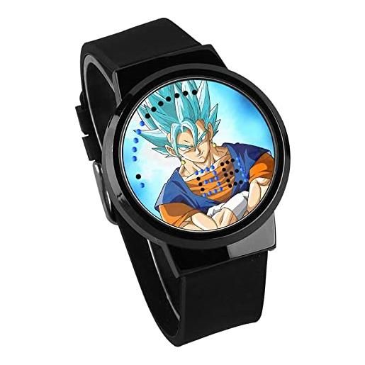 HAOKTSB orologi digitali per bambini, creativo orologio touch screen a led dragon ball animazione orologio super saiyan impermeabile orologio pistola colore cassa cinturino nero, d