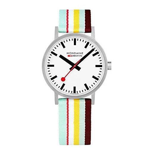 Mondaine classic - orologio con cinturino in tessile multicolore per uomo e donna, a660.30360.16sbk, 40 mm. 