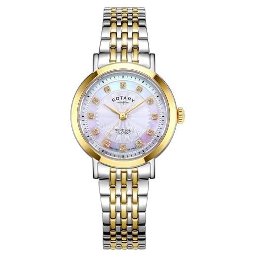 Rotary orologio da donna windsor bicolore con diamanti lb05421/41/d