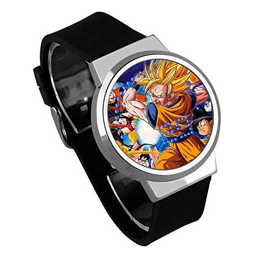 HAOKTSB orologi digitali per bambini, fai da te creativo led touch screen watch anime super saiyan orologio impermeabile conchiglia nera cintura nera, d