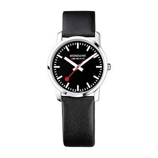 Mondaine evo2 - orologio con cinturino nero in pelle per uomo e donna, a400.30351.14sbb, 36 mm