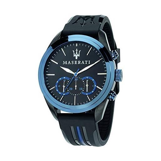 Maserati orologio da uomo, collezione traguardo, movimento al quarzo, cronografo, in acciaio e poliuretano- r8871612006
