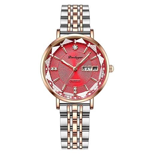 RORIOS moda orologio donna analogico quarzo orologio con cinturino in acciaio inox impermeabile strass orologi da polso per donna ragazza