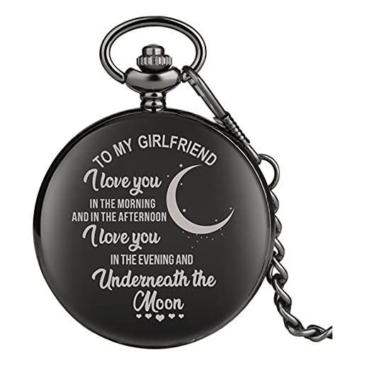 GIPOTIL top unique family gifts customized greeting words i love you theme quartz pocket chain watch souvenir gifts for dad mom son 2022, to my girlfriend