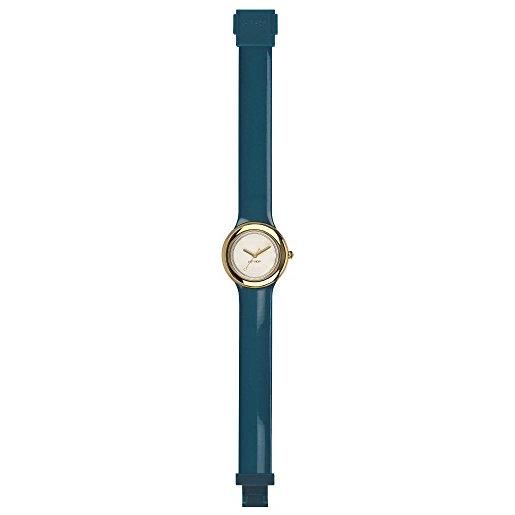 HIP HOP orologio donna metal quadrante bianco e cinturino in silicone, metallo blu-gold, movimento solo tempo - 3h quarzo