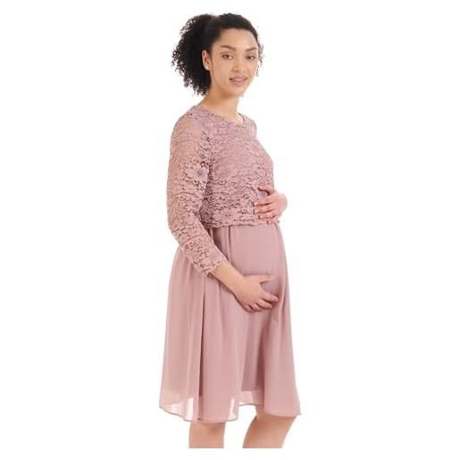 Herzmutter abito premaman elegante - abito gravidanza cerimonia - abito pizzo chiffon - per occasioni festive-feste di nozze - crema-blu-rosa - 6400 (m, crema bianco)