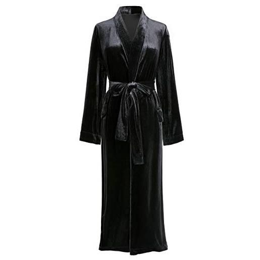 Prodesign, vestaglia da donna in velluto con cintura, taglia s-xl, biancheria da notte da donna, schwarz, m