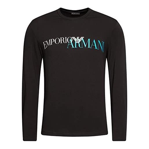 Emporio Armani maglietta uomo ea7, t-shirt manica lunga, girocollo (nero, xl)