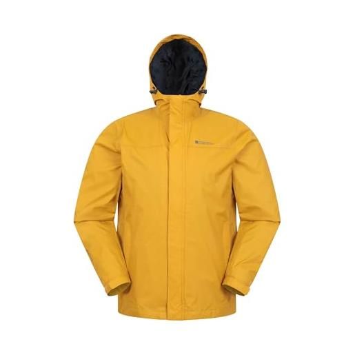 Mountain Warehouse giacca da uomo torrent - cappotto impermeabile, cappotto leggero, capospalla con cuciture nastrate, giacca casual con due tasche con zip - da viaggio mustarda xl