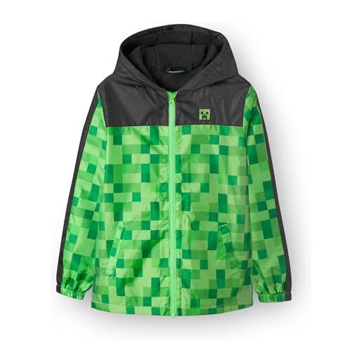 Minecraft boys giacca con cappuccio impermeabile con cappuicolo rampino in pile 9-10 anni
