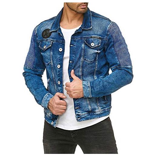 Redbridge giacca di jeans da uomo elegante denim motociclista da uomo blu