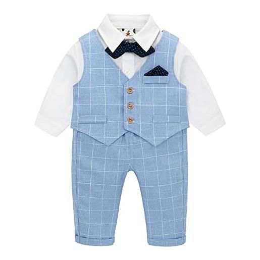 famuka bambino giacche eleganti camicia + papillon + gilet + pantaloni bambini e ragazzi abiti e giacche eleganti (blu, 120)