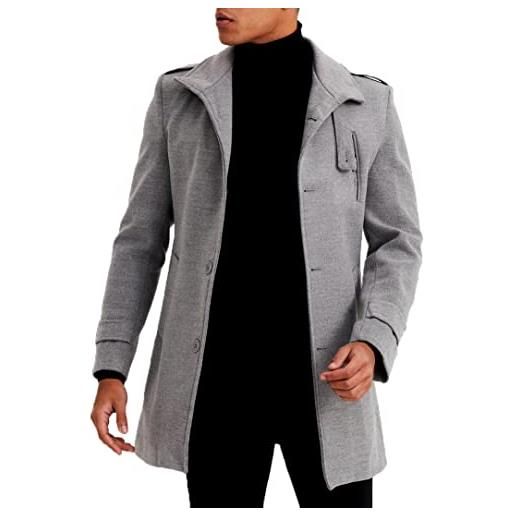 mantello da uomo cappotti con cappuccio solido sciolto antivento uomo  trench invernale lungo capo poncho-mxbc (spedizione gratuita)