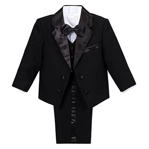 Lito Angels smoking nero completo elegante per bimbo, set 5 pezzi (giacca, gilet, camicia, papillon e pantaloni) taglia 18 24 mesi (etichetta in tessuto 02)