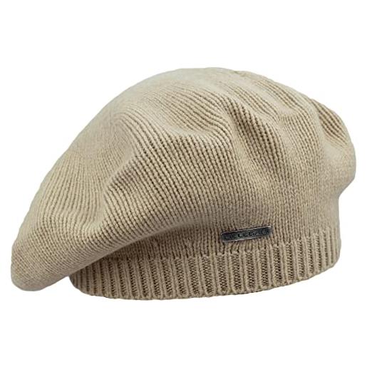 Melegari berretto basco di maglia | donna | 100% cashmere | stresa beret | made in italy (beige scuro)