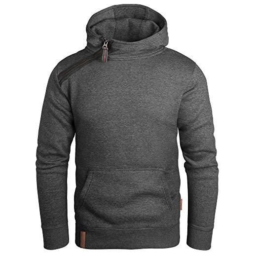 Grin&Bear felpa con cappucio uomo hoodie con cerniera ad angolo, nero, xl, gec435