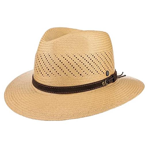 LIERYS cappello maschile panama air cappello da sole paglia panama - cappellino di paglia - traveller realizzato a mano in ecuador - primavera/estate natura l (59-60 cm)