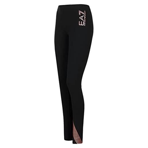 Emporio Armani leggings donna ea7 6ytp85 tj01z, pantacollant pantaloni sportivi elasticizzati (nero/logo oro rosa, xs)
