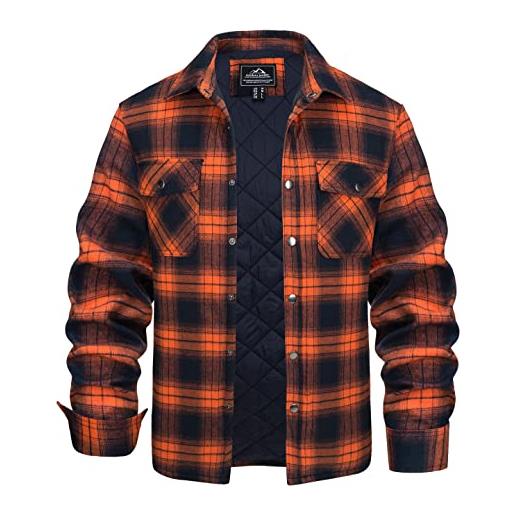 KEFITEVD checked shirt jacket uomo manica lunga in cotone lumberjack shirt giacca calda camicia invernale a quadri camicia termica in flanella camicia giacca in flanella a quadri rosso-bianco 3xl