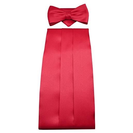 TigerTie - arco fazzoletto cummerbund legare 3 pezzi - rosso-traffico