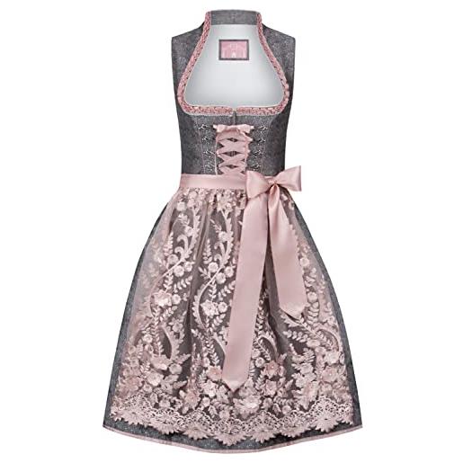 Stockerpoint dirndl marietta vestito per occasioni speciali, rosa antico, 50 donna