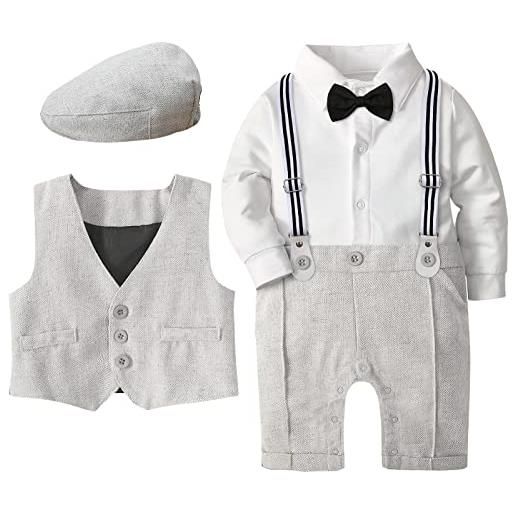 mintgreen infantile ragazzo tuta set manica lunga jumpsuit, grigio chiaro, 9-12 mesi