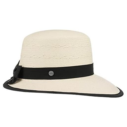 LIERYS vina cappello panama donna - made in ecuador da sole estivo cappellino con nastro grosgrain, pistagna primavera/estate - m (57-58 cm) bianco-nero