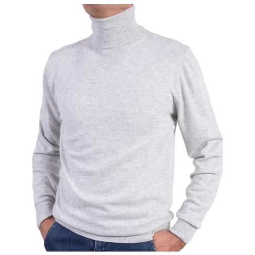 Marenza dolcevita uomo misto cashmere collo alto made in italy maglione pullover manica lunga lana merino cachemire maglioncino nero beige blu grigio maglia regalo abbigliamento inverno (m, bianco)