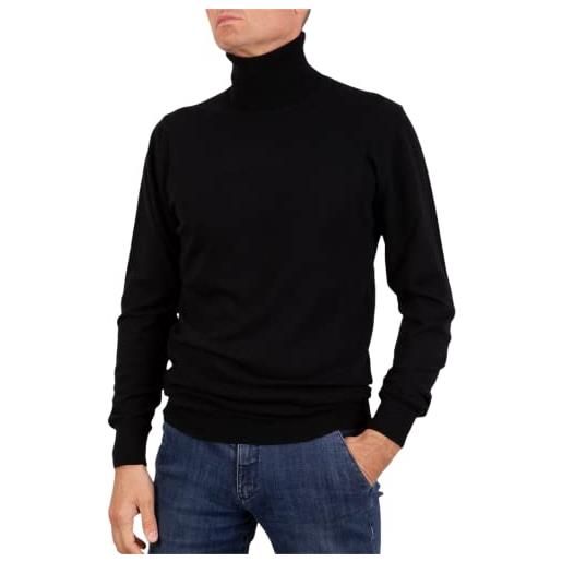 Marenza dolcevita uomo misto cashmere maglione manica lunga made in italy (xxl, nero)