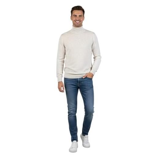 Marenza dolcevita uomo misto cashmere maglione manica lunga made in italy (xxl, bianco)