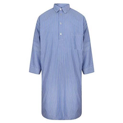 Somax camicia da notte a righe da uomo, 100% cotone, blu, m