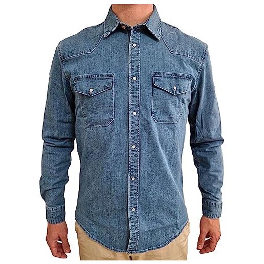 CARACCIOLO camicia jeans - camicia di jeans sartoria made in italy (s)