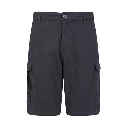 Mountain Warehouse shorts di lakeside mens - shorts durevoli del carico del cotone della saia di 100% , shorts durevoli di autunno inverno, 6 tasche - per camminare, funzionare grigio scuro 58w