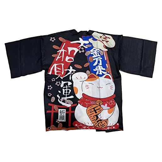 SINROYEE cardigan da donna con stampa scialle giapponese, kimono, top coprente, con maniche a 3/4 e maniche a 3/4, camicetta da spiaggia, bianco # 6, taglia unica